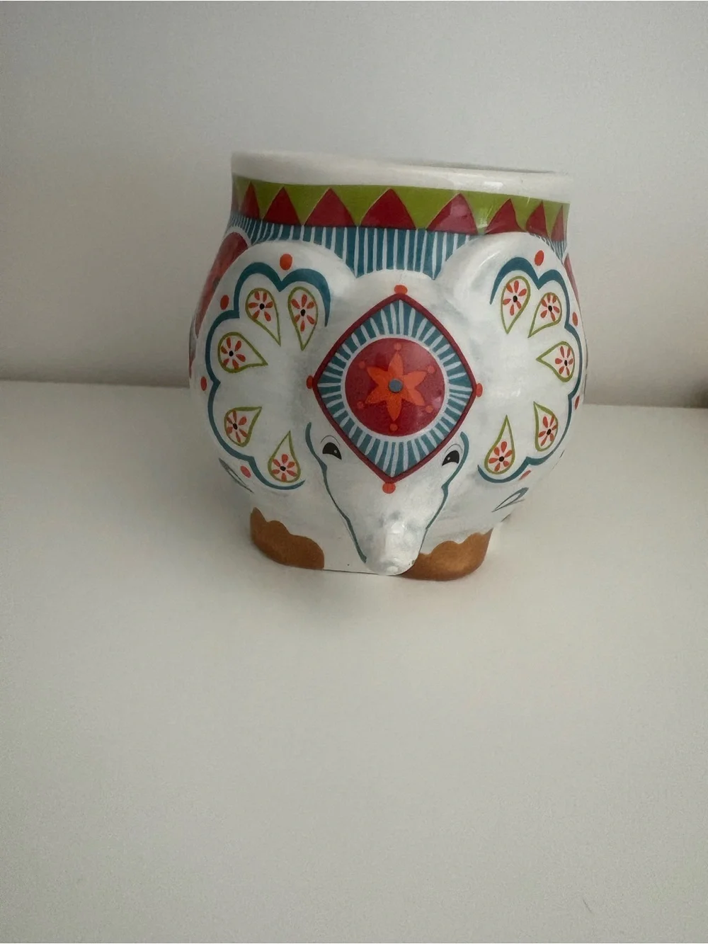 Pier 1 Multicolor Elephant Ceramic Mug